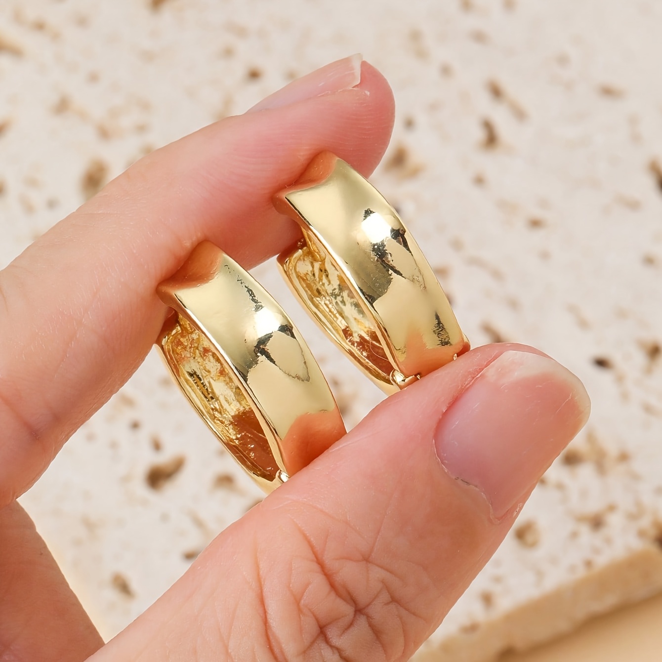 Plated Wide Flat Bohemian Clip-On Earrings, Secure Ear Cuffs