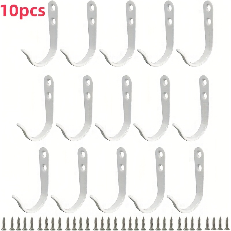 E-shop 10/20er Pack Weiße Metallhaken für Mäntel Hüte - Lässiger Stil Wandmontierte Haken zum Aufhängen von Mänteln, , - Schrauben für einfache