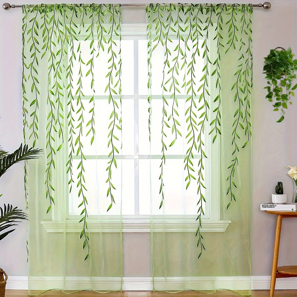 

2pack Wicker Offset Printed Curtain Of Muslin Cool Window Pastoral Floral Curtains For Window Living Room Kitchen