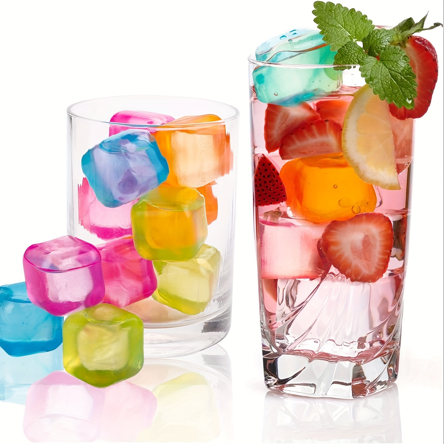 24pcs reusable plastic ice cubes for summer bars of various shapes reusable food grade ice cubes for party drinking and freezing