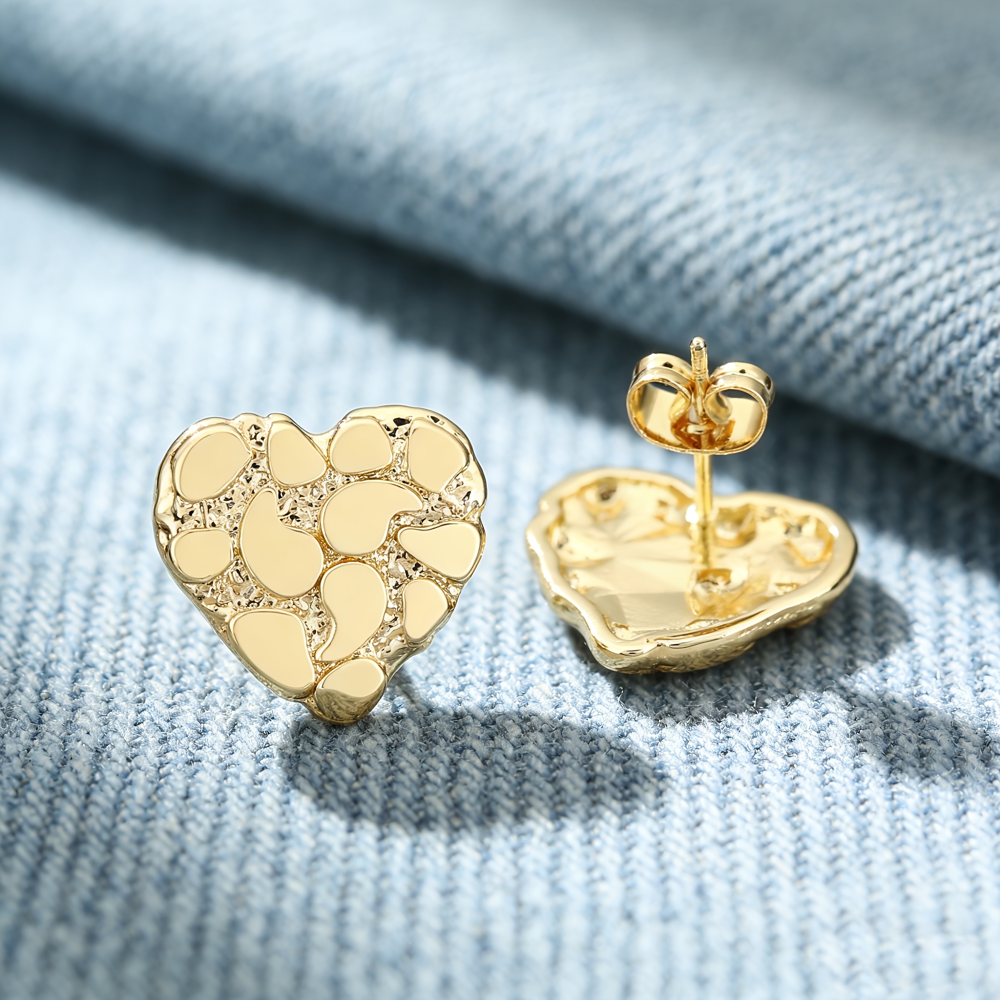 TEMU 1 Pair, Style Copper Stud Earrings - Exquisite Irregular , Unisex Fashion Statement, Suitable For Parties And Daily Wear, Use, Ideal For Holiday