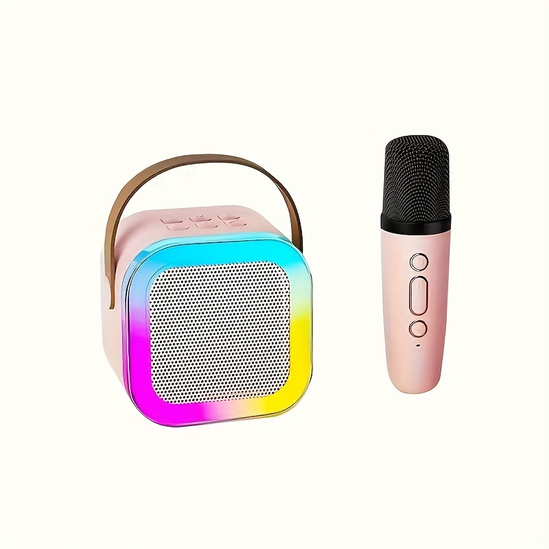 taşınabilir mini karaoke mikrofon hoparlör, dahili mikrofonlu, kablosuz bt 5.2 surround ses, usb type-c, düğme kontrolü, 1200mah şarj edilebilir pil, su geçirmez değil, müzik çalar kullanımı i̇çin
