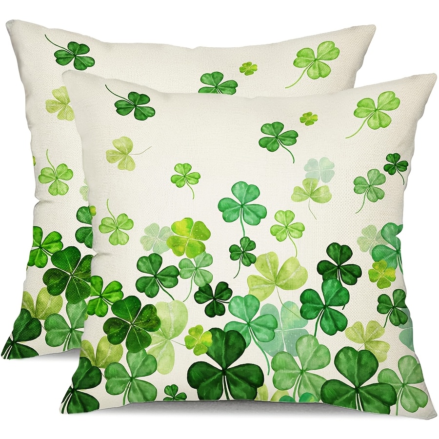 

2-pack 's Day Pillow Covers, Clover Design, Machine Washable, Zippered Decorative Cushion Cases For Room Decor, 18x18 Inches