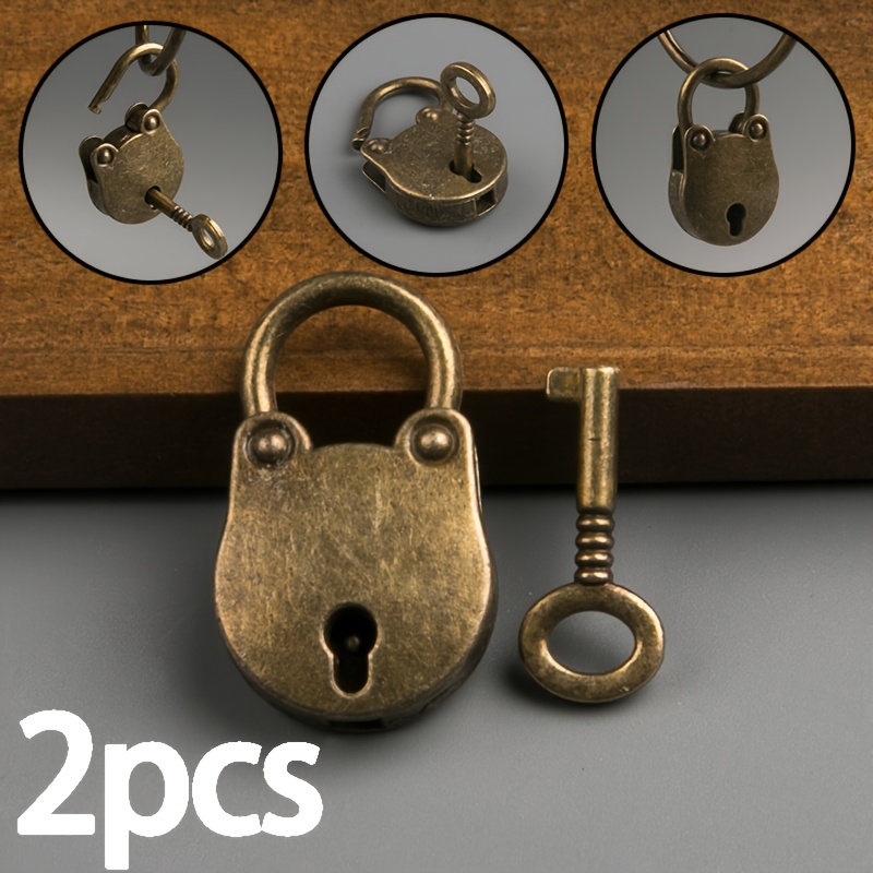 Chinese Style Antique Padlock – Zinc Alloy Security Lock With Key, Vintage Bronze Finish, For Wooden Boxes, Suitcases, Drawers, And Decorative Display