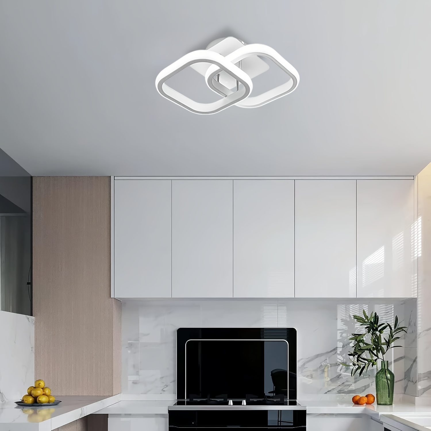 Modern Black White Square Ceiling Light with Adjustable Color Temperature