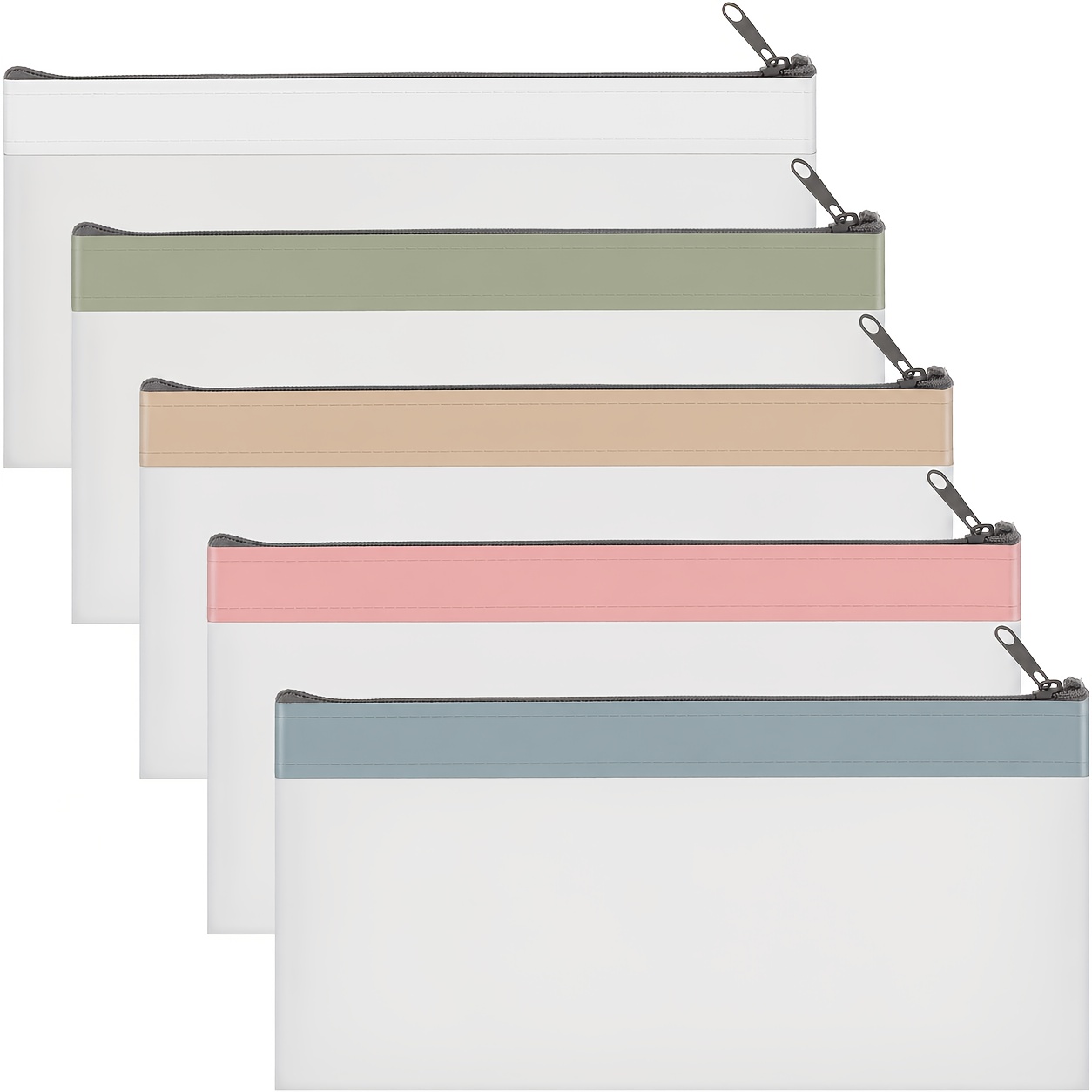 TEMU 5-pack With Zipper For Cash 8.1 X 3.9 Inch Money Envelopes For Pouch Bank Deposit Bags With Zipper Coin Purse For Cash Envelopes 5 Colors