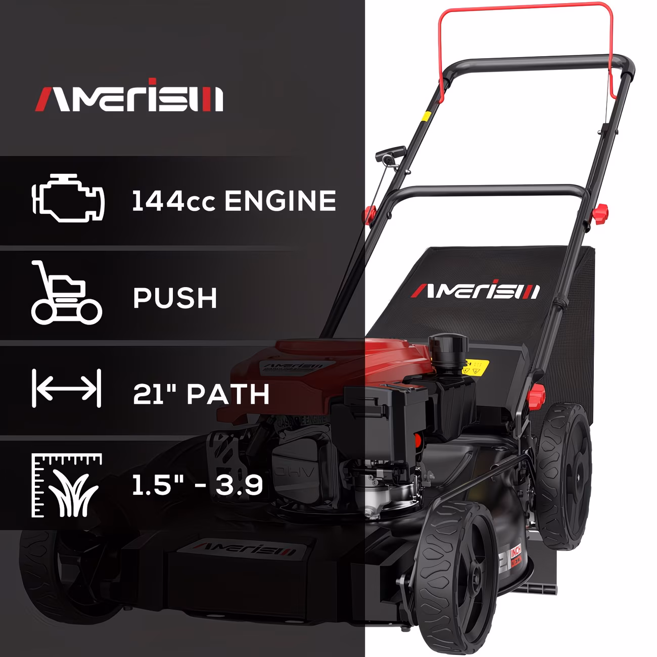21 lawn mower 144cc 2 in 1 3 in 1 mulching 170cc 3 in 1 self propelled with 6 height adjustment high rear wheels gardening supplies and equipment foldable handles for lawn yard and garden maintenance Product details 6