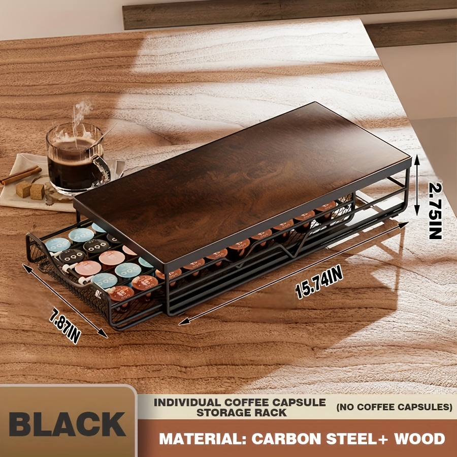 TEMU Coffee Capsule Storage Rack, 1pc Of Storage Drawer Stand, Capsule Storage, Metal Coffee Pod Stand Counter, Drawer Stand For Coffee Pods,