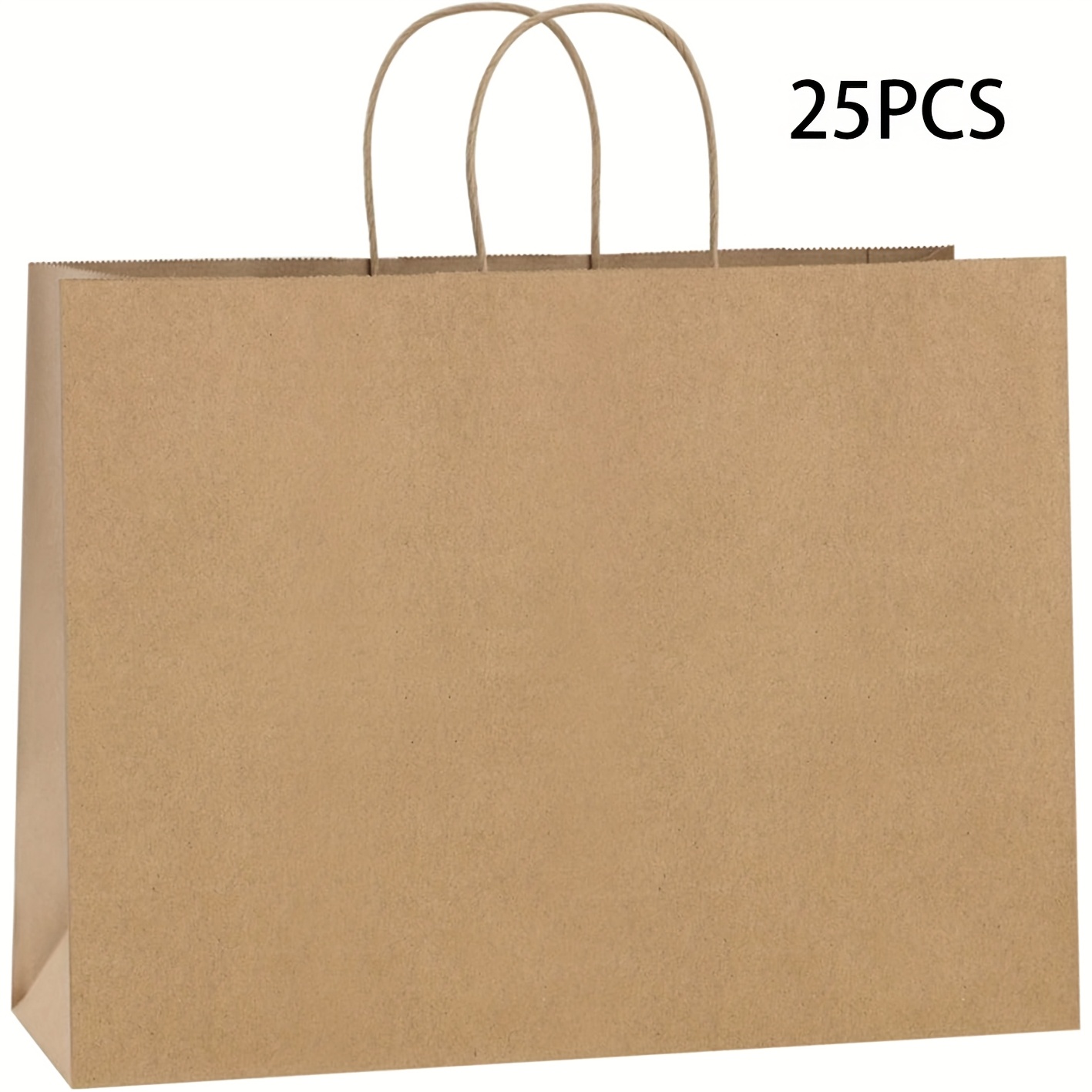 TEMU Lot de 25 sacs de courses en papier avec poignées, 16 x 6 x 12 pouces (env. 42 x 13 x 31 cm), adaptés pour les courses, les marchandises et les