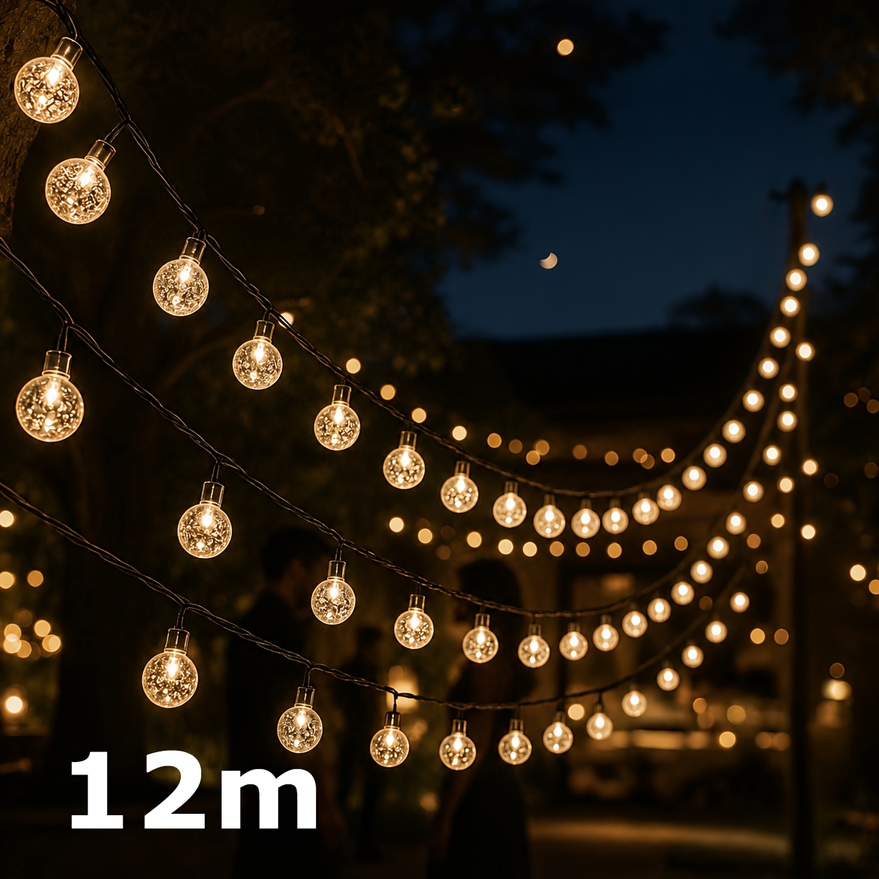 Image of Solar Crystal String Lights, Smart Solar Fairy Lights Outdoor, Rgb Colour Changing Ball Lights For Garden Patio Yard Christmas Wedding Ramadan Party Decoration Ip44