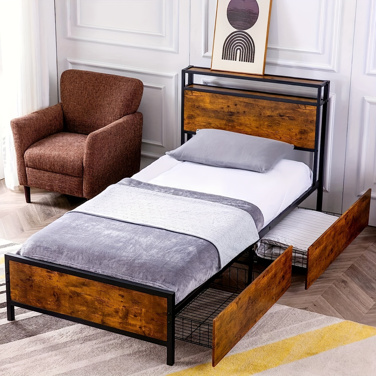 Twin xl platform bed with headboard sales