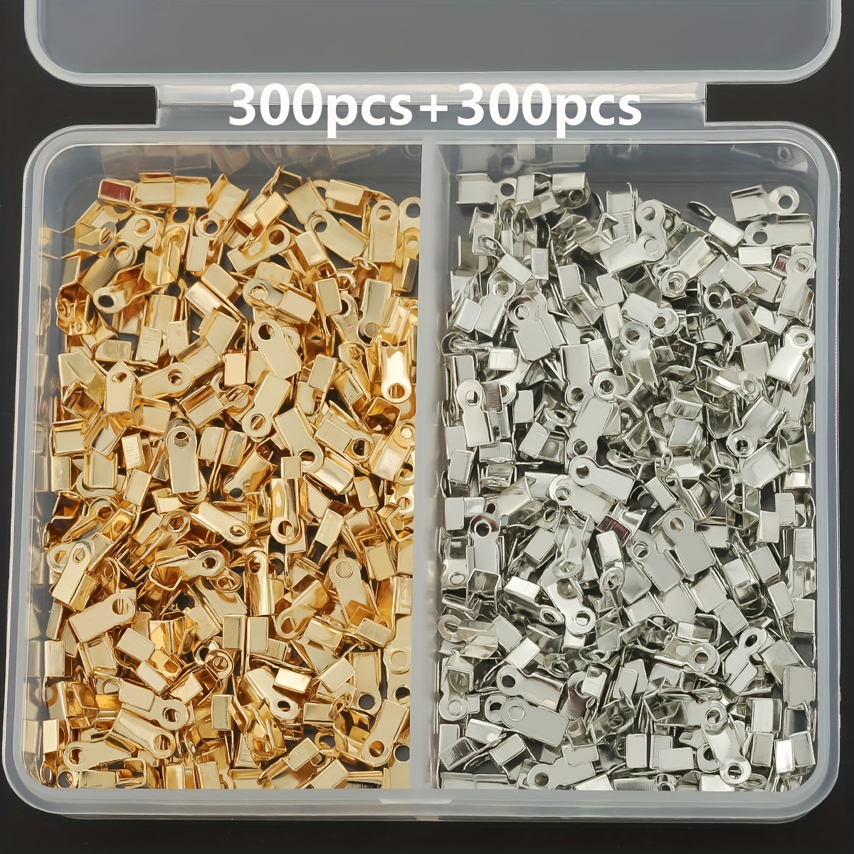 E-shop 600 Stück/Box DIY-Schmuckherstellungsteile, ca. 6 mm Schnureinfänge, Endstopper-Verschlüsse, Drahtverschlüsse, zungenförmige Taschenverschlüsse,