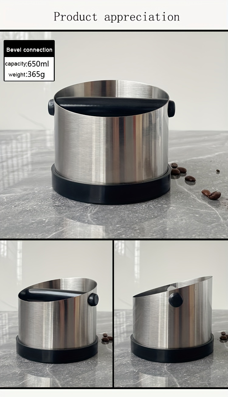 1pc stainless steel   bucket with removable handle for espresso machines   waste container for home use details 1