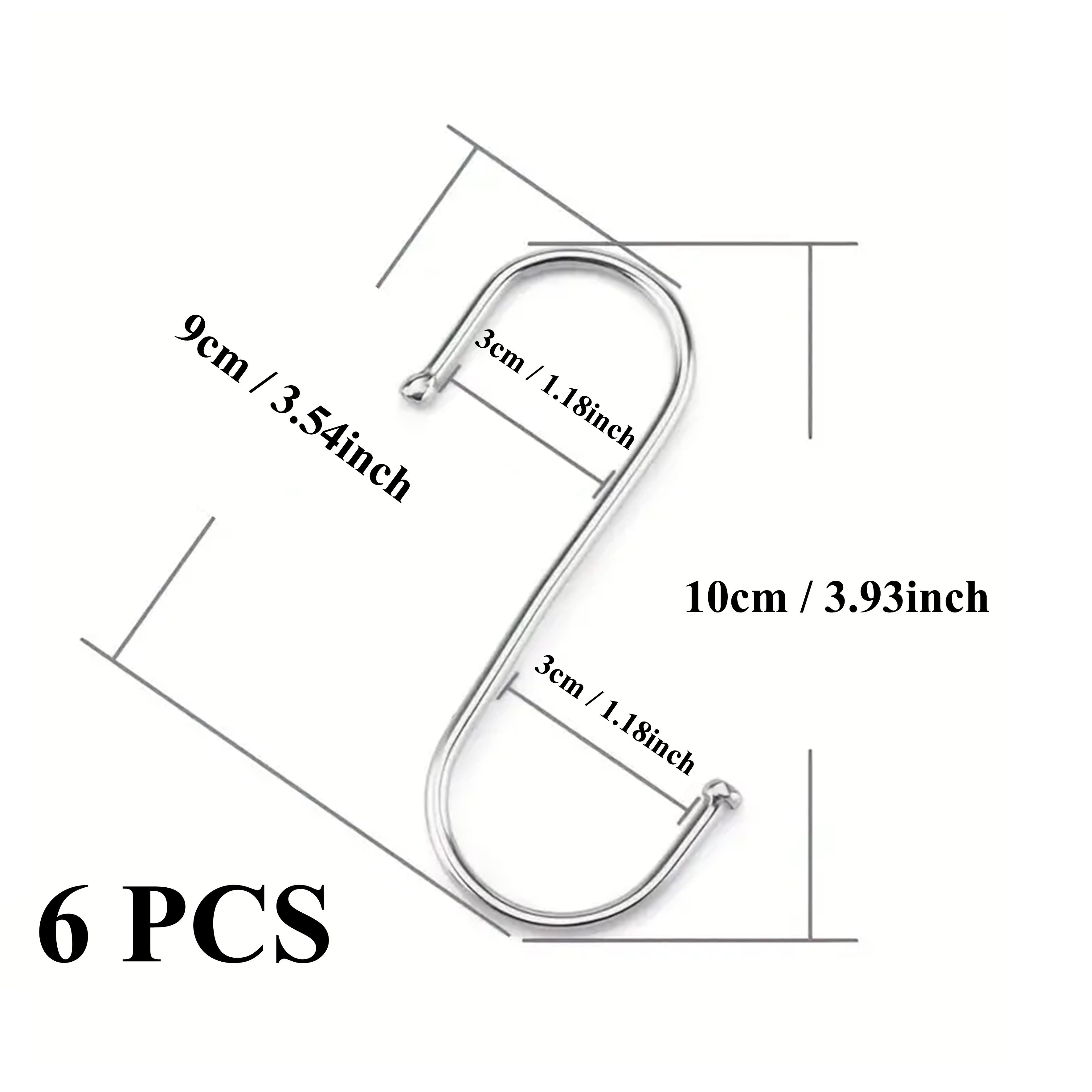 TEMU 6/12pcs Stainless Steel S-hooks - Heavy Duty, Rust Resistant, Scratch & Cut Resistant Metal Hanging Hooks For Kitchen, Bathroom, Bedroom, Office