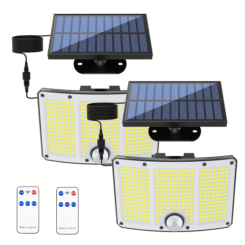 E-shop 2er-Pack Solarleuchten für den Außenbereich, Wandleuchten, 3 Beleuchtungsmodi, 321 LED Solar Gartenleuchten mit PIR-Bewegungssensor, Robuste