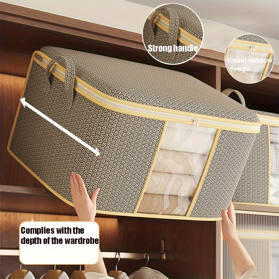 3pcs Set Large Capacity Fabric Storage Baskets with Visible Window