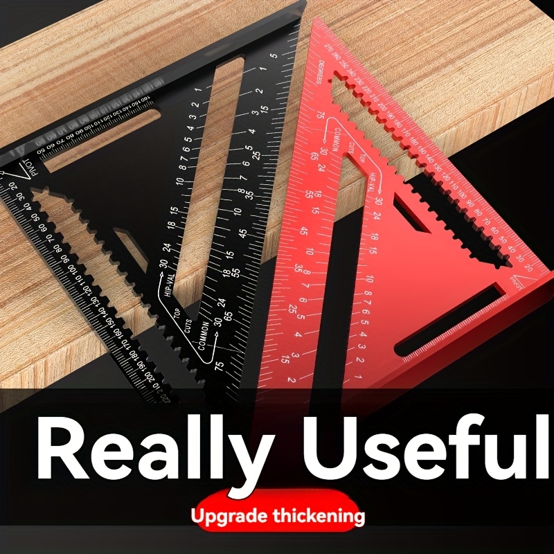 12 inch red aluminum alloy   ruler heavy duty construction with metric imperial scales mm inch angle finder precision carpentry architecture engineering measuring tool lightweight portable design for professional woodworking projects carpentry essentials ergonomic grip reliable measurement diy enthusiasts Product details 4