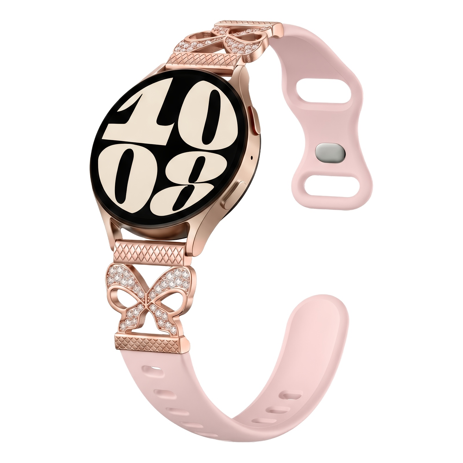 TEMU Slim Bowknot Silicone Stretchy Band Compatible With For For Galaxy Watch 7 Band 6 5 4 Active 2 Fe 40mm 44mm/watch 6 4 Classic/5 Pro/3, Thin 20mm