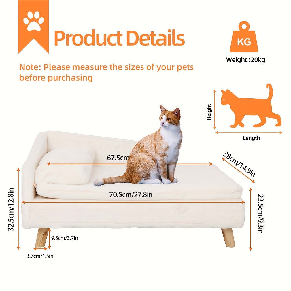 TEMU Elevated Pet Sofa Dog Bed Cat Puppy Soft Warm Couch Chair Lounger Pillow