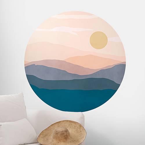 bohemian circular morandi landscape picture pvc home decoration wall sticker suitable for bedroom study bathroom dining room living room and other home decoration bedroom renovation