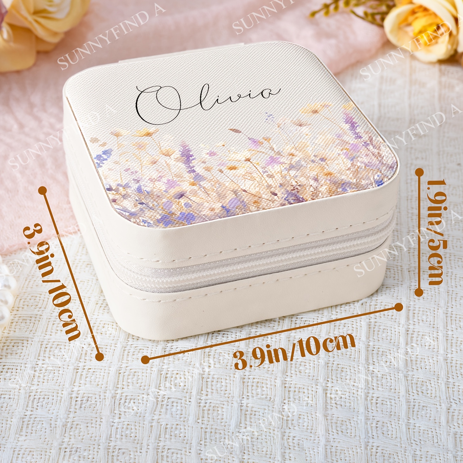 Personalized Lavender Flower Jewelry Box, Bridesmaid Gift