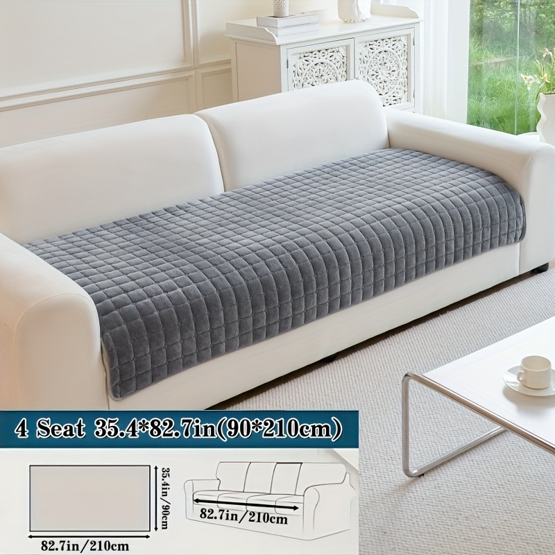 TEMU 1pc Solid Color Milk Anti Slip Sofa Pad, Pet Friendly, Soft, Warm, Fashionable Home Decoration, Suitable For Living Room, Bedroom, Office,