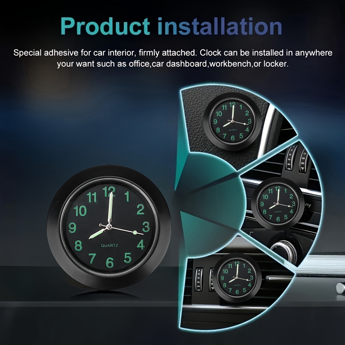 a high quality luminous mini quartz car clock luminous dashboard decoration stylish and precise suitable for high end cars enhances the beauty of   control interior   having