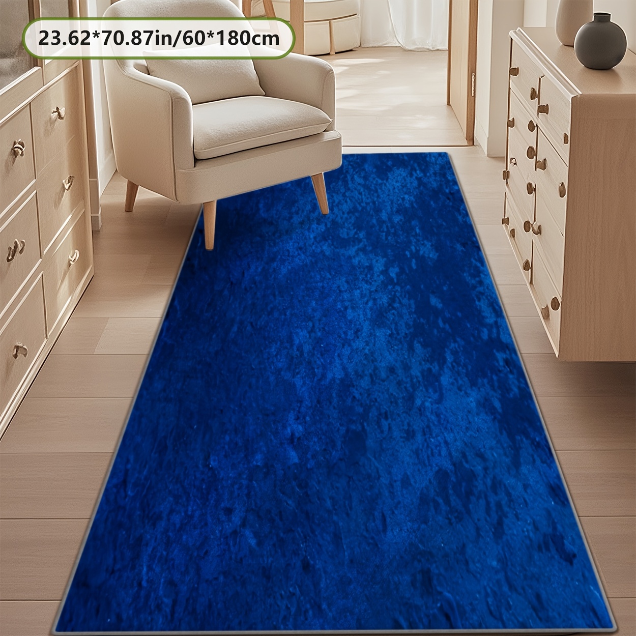 TEMU Golden Diamond Velvet   800g/mÂ²   Dot Plastic Backing Runner Rug, Dark Blue Minimalist Printed Pattern Home Carpet, Holiday Rug For Hallway, ,
