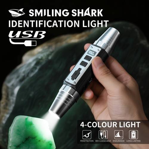 4 in yellow uv 369 365nm led flashlight zyd518 professional jewelry jade stone detection light type c rechargeable lcd power display 6 mode lights dimming ideal for fluorescent detection jewelry identification