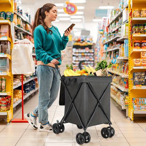 foldable utility vehicle shopping cart pet car garden car camper car trolley heavy duty large capacity 120 lb minimalist all terrain outdoor camping shopping