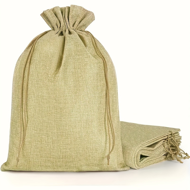 

10 Burlap Drawstring Gift Bags - 12x16 For Christmas, , , &