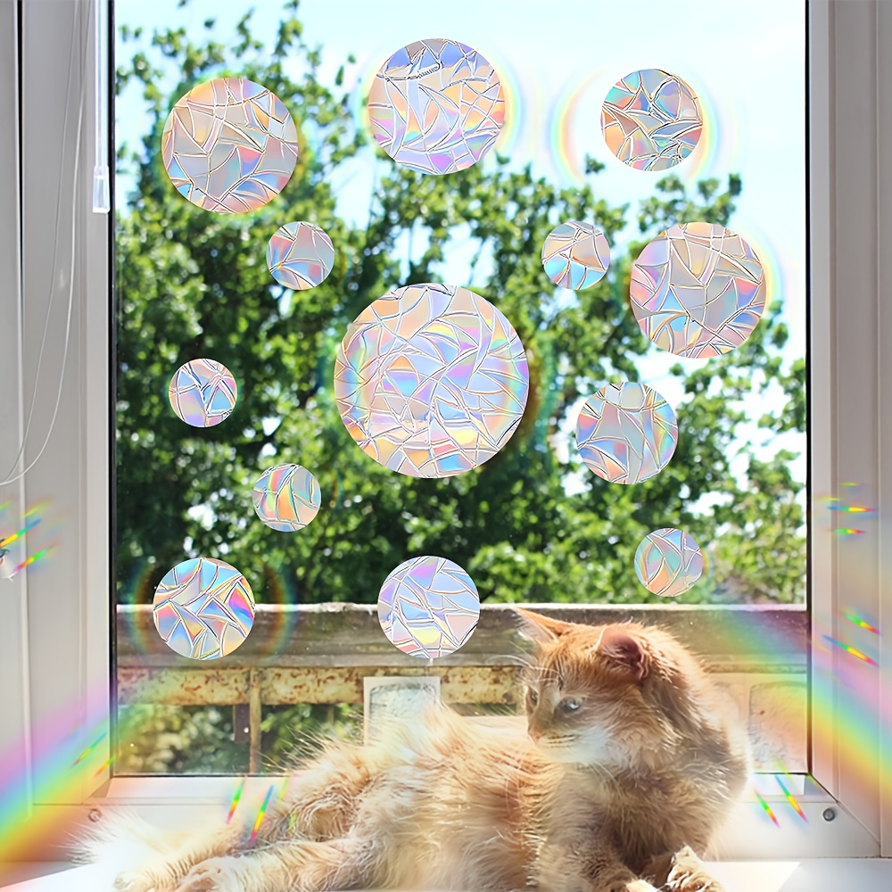 Image of 1pc Of Colorful Round Glass Stickers, Suitable For Living Room Home Decor, Room Decoration, Wall Decoration, Adhesive-free Static Cling