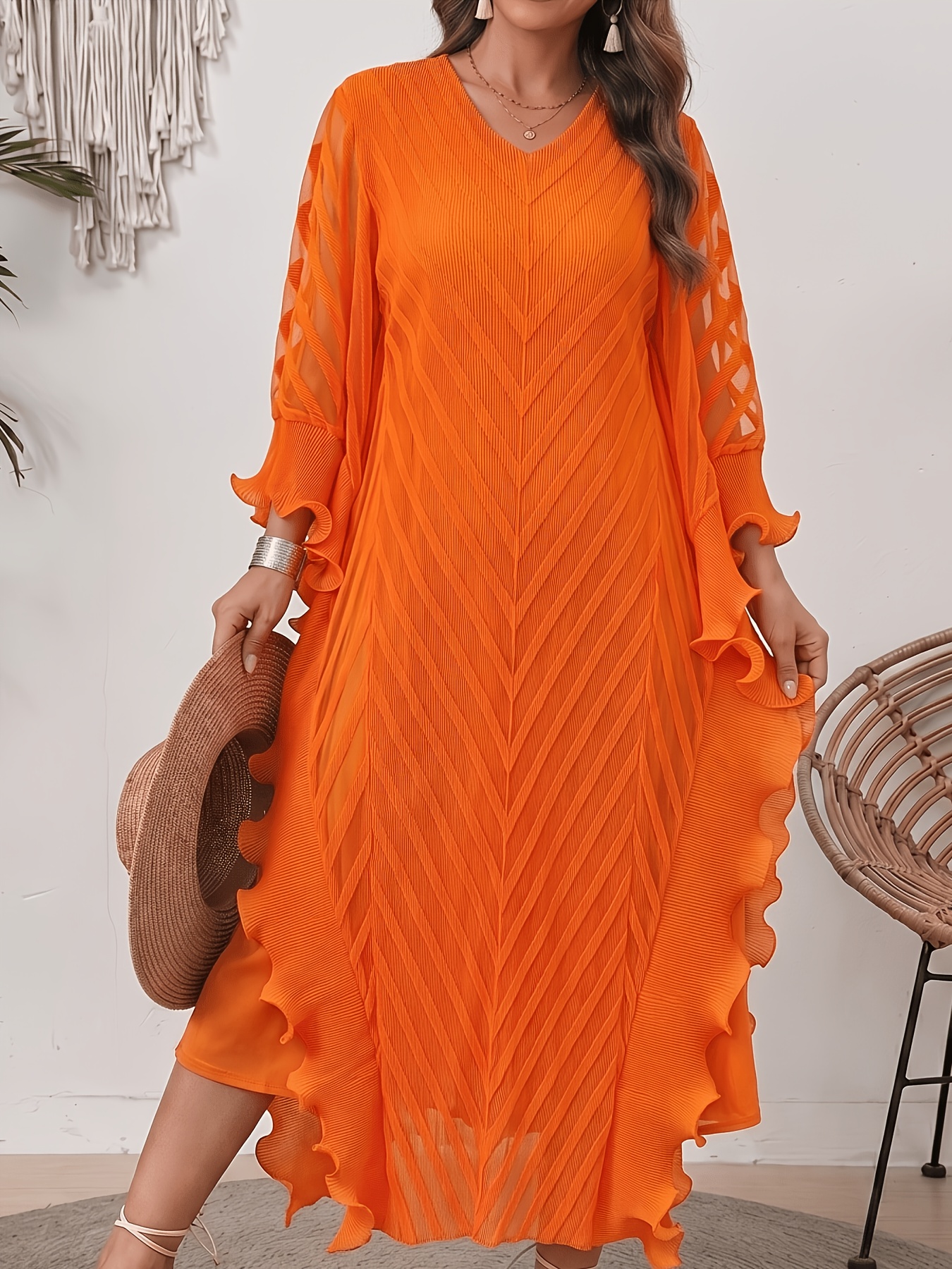 temu orange dress burnt orange color dress sold on Temu United States