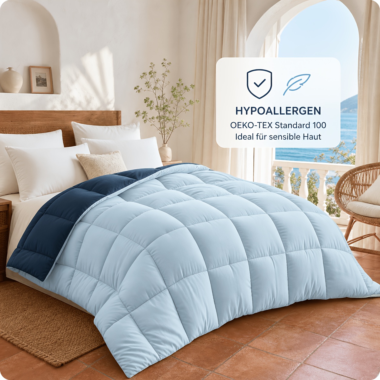 Premium All-year Duvet Bedding, For Allergy Sufferers, Soft, Microfiber Blanket Cozy And Lightweight Quilt, Washable At 95°c Reversible Comforter, 300gsm Filling, And -tex Duvets Soft And Breathable