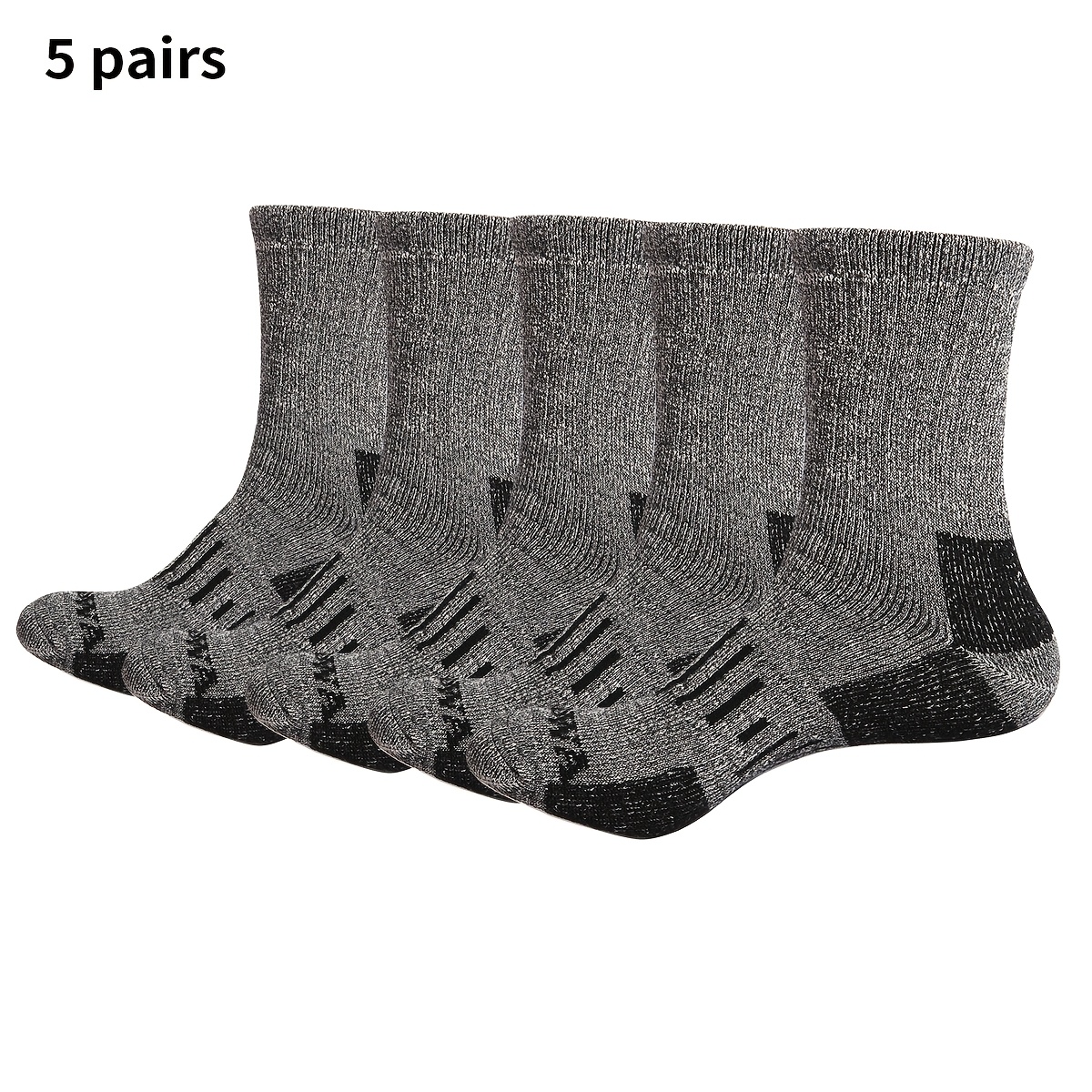 TEMU 5 Pairs Autumn Full Loop Thick Mid-calf Socks Unisex Thick Warm Outdoor Sports Hiking Climbing Shoe Boot Socks Suitable For Daily Work Casual