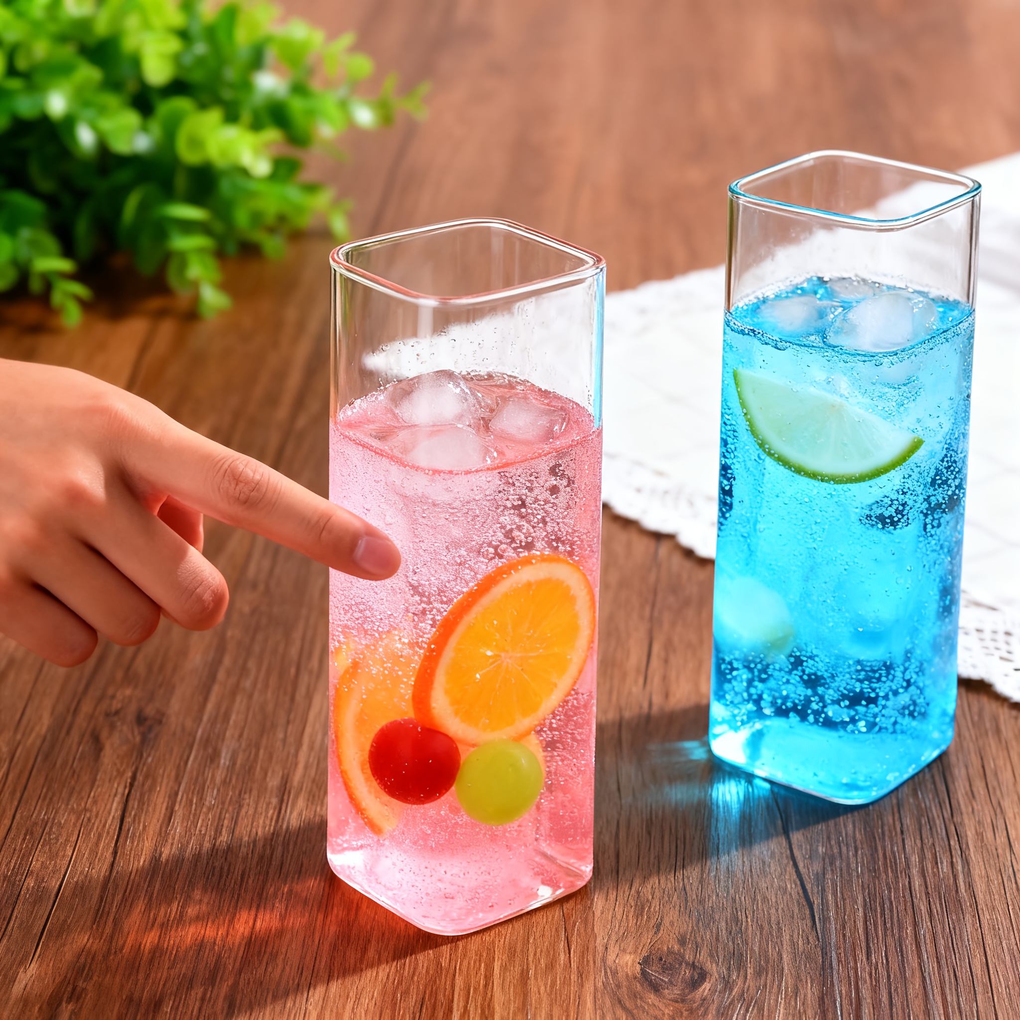 set 6 15oz square drinking glasses featuring square glass - Temu
