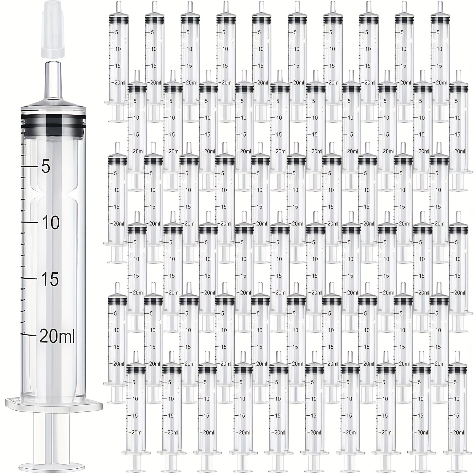 20-pack Plastic Syringes, With Measurement Scale, (20 Ml) Laboratory Experiment, Dispensing And Supplementing