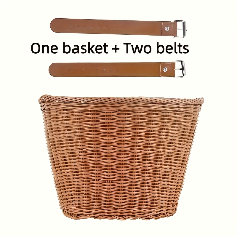 E-shop Ein Korb mit zwei Griffen, Kunststoff-Webekorb für Roller, Kinderwagen Fahrräder – Handgefertigter Organizer