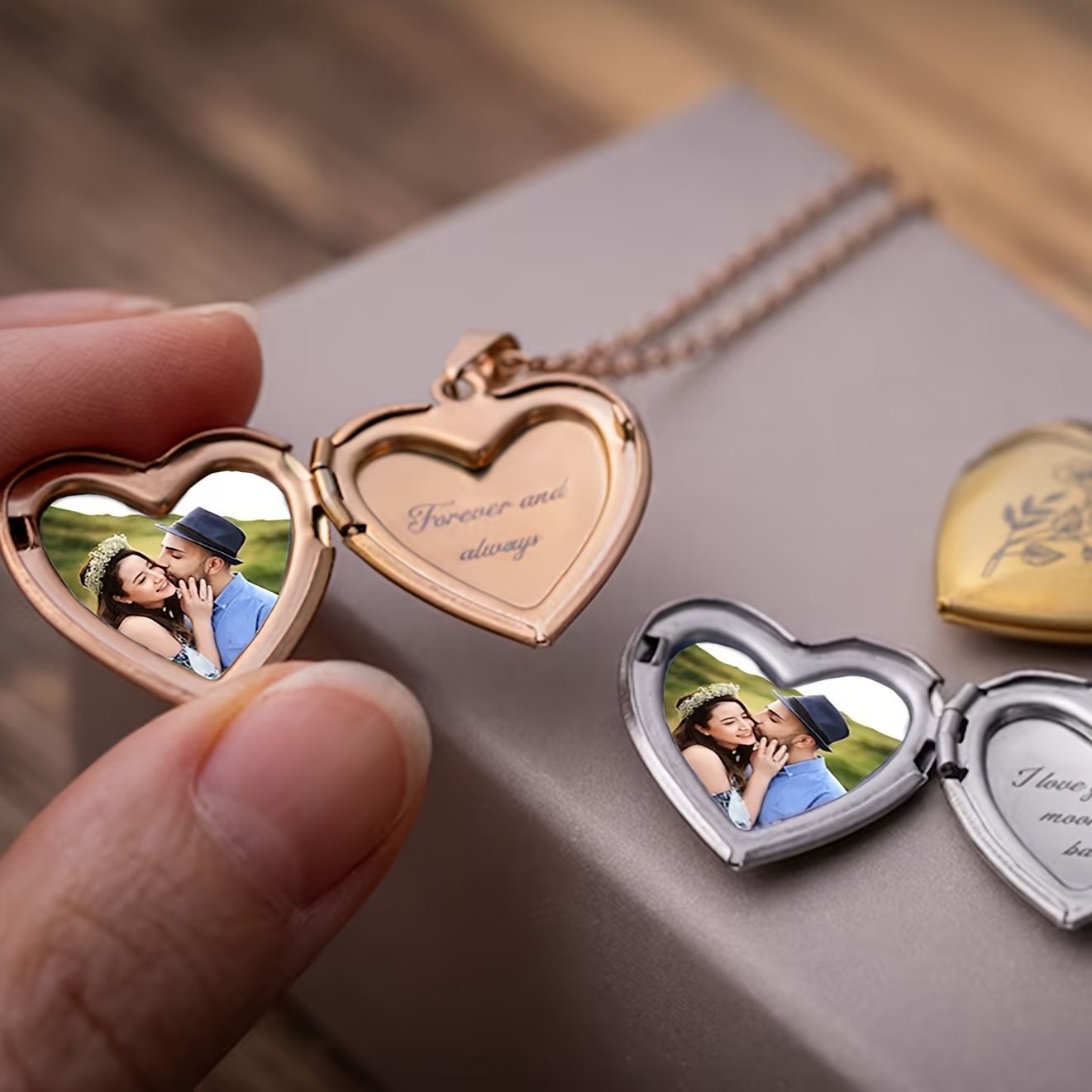 Heart Shaped Picture Heart Locket Rose Gold Gold Custom Heart