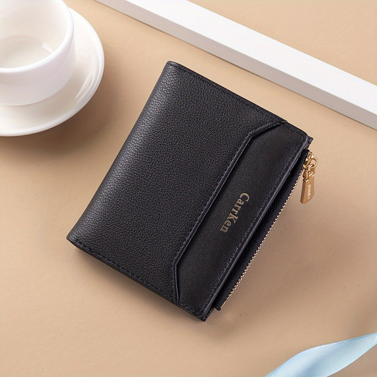Image of Women's Short Wallet, Bifold Zipper Coin Purse With Hidden Snap Closure, Casual Fashion Large Capacity Card Holder, Gift For Women