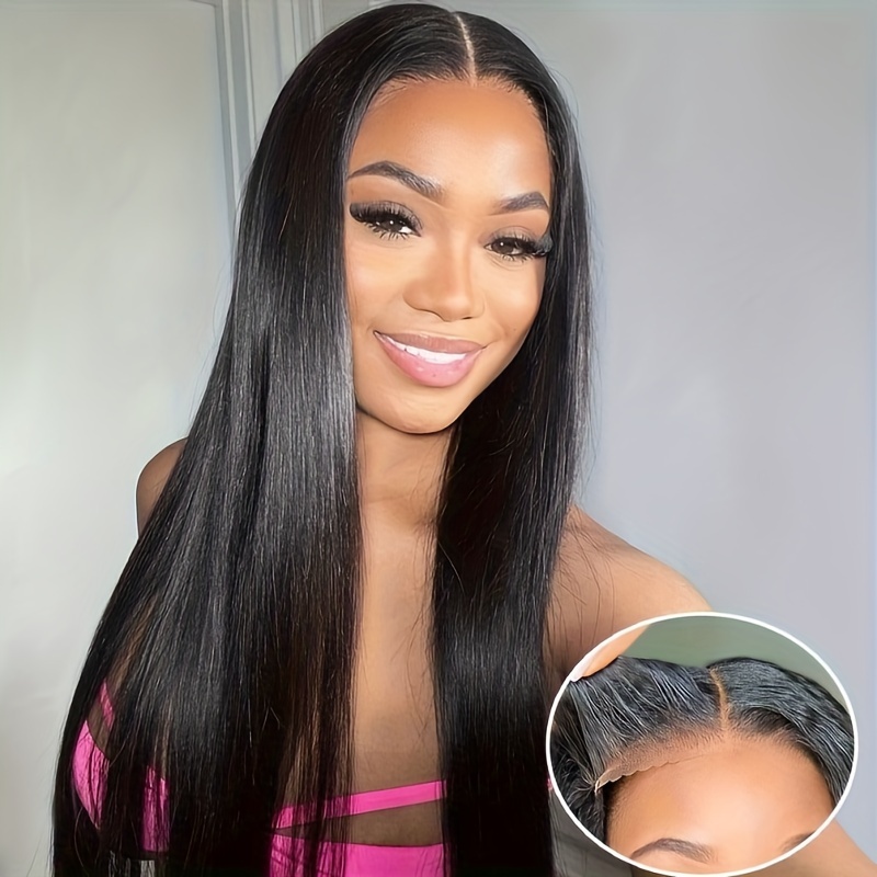 Straight Glueless Wigs Human Hair Wear Go Pre Cut Lace Pre - Temu Canada