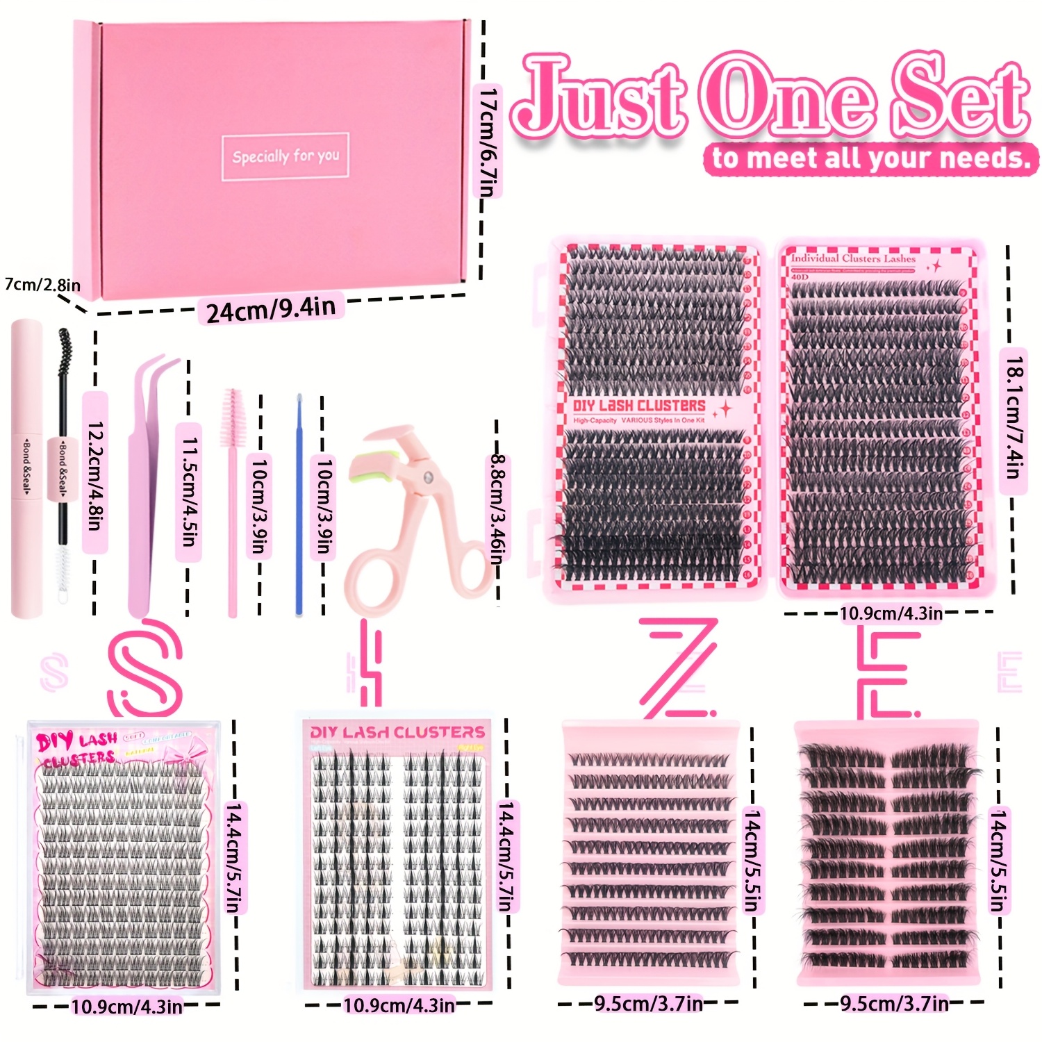 15pcs set mixed length 9 16mm d diy eyelash sion individual eyelashes kit 30d40d50d80d fish tail eyelash anime eyelash with tool natural thick ultra soft reusable wedding music festival thanksgiving day and daily use gift set details 8