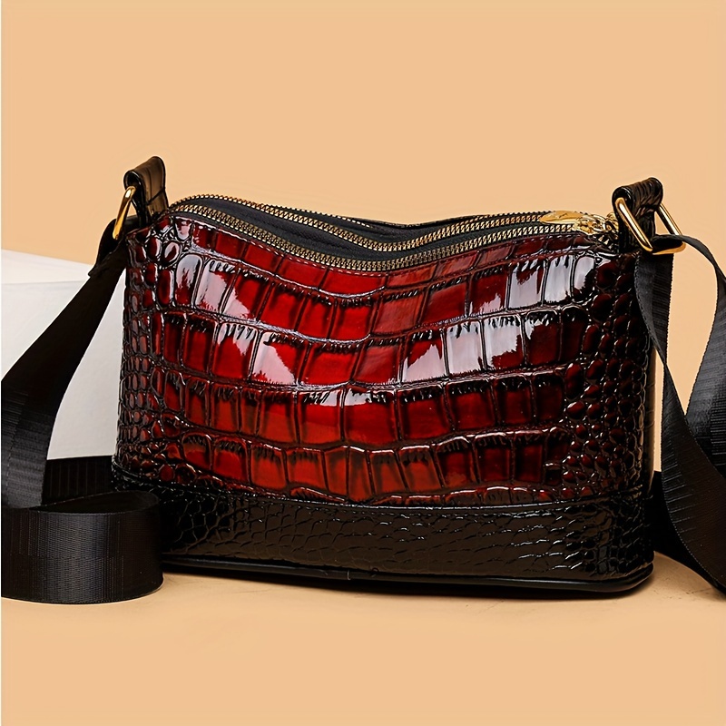 

1pc Fashionable Crocodile Pattern Bag For , , , , -compartment For And