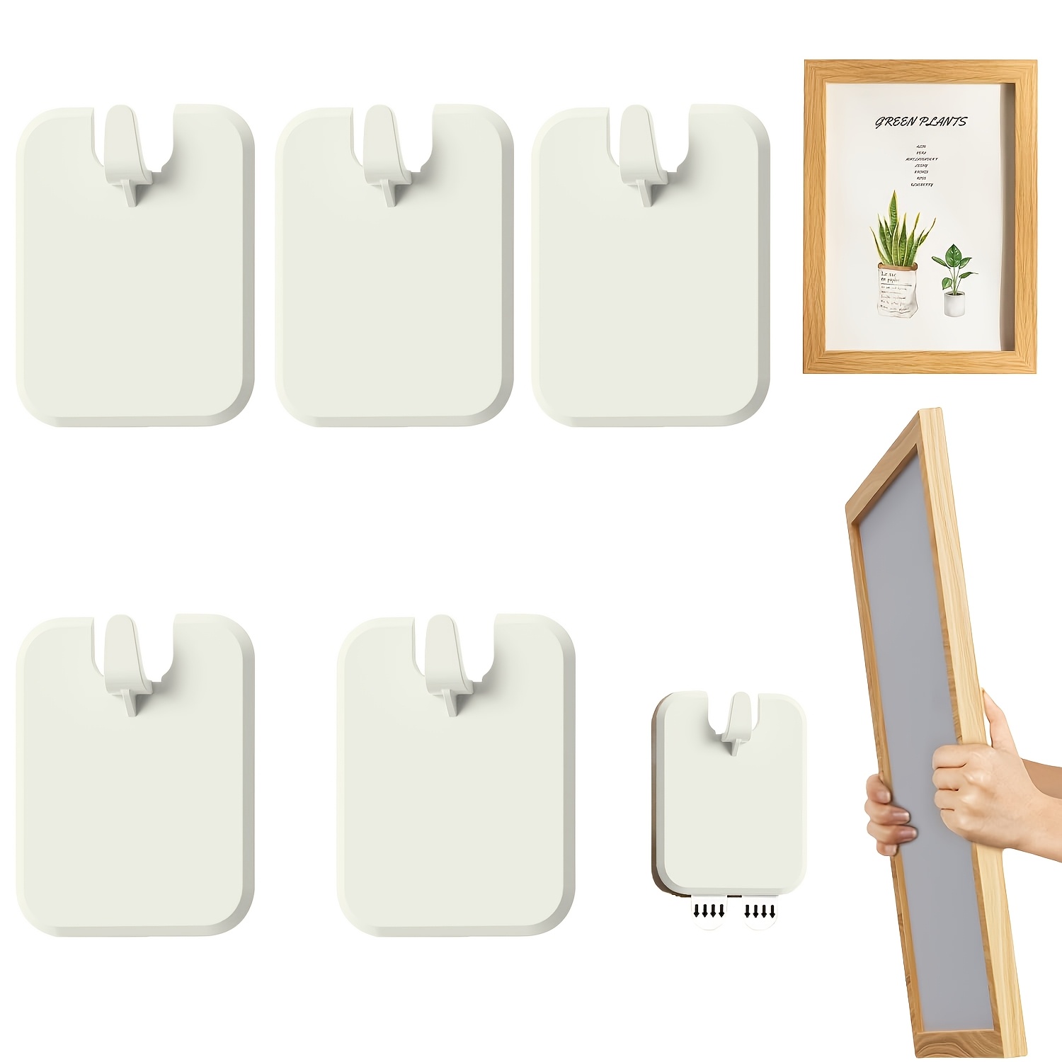 5pcs/set No-drill, No-nail Picture Frame Wall Hanging Hooks, Safe For Home Decor And Storage, Modern Plastic Hooks For Hanging Photos, Utility Hooks