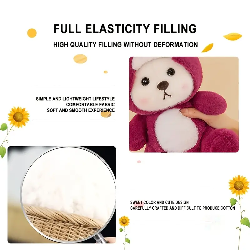 cute transforming bear plush toy soft polyester stuffed animal cuddly teddy bear doll versatile pillow cushion for room decor sofa ideal gift for christmas thanksgiving easter details 10