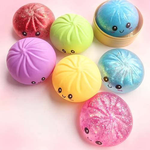 a fun bun squeeze toy with a handmade 1 bun and a steamer random color features slow rebound and sticky texture suitable as an office christmas halloween easter or birthday gift a fun