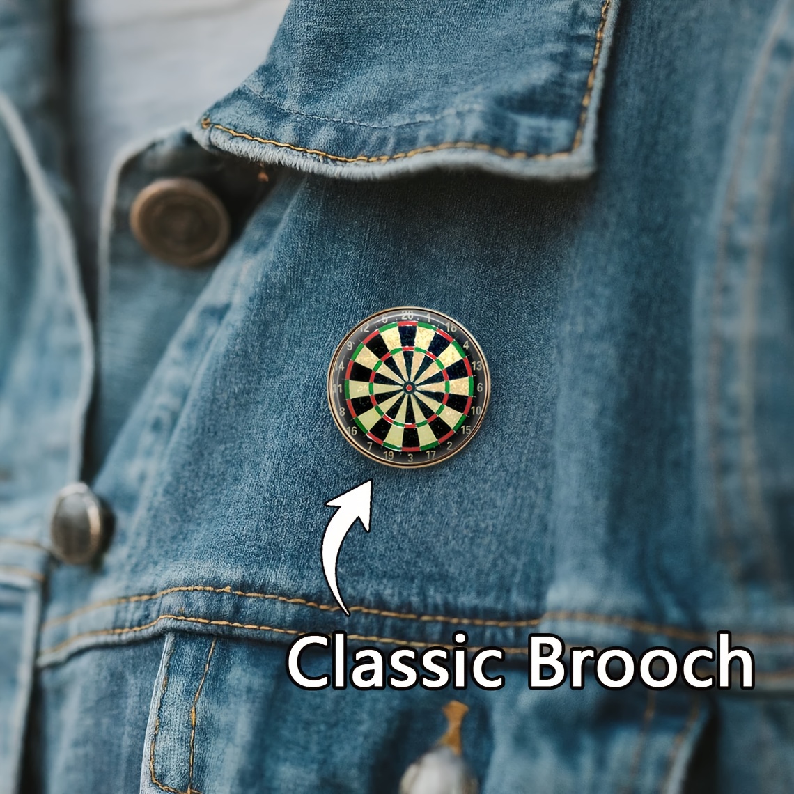 TEMU 1pc Packaging, Color Scheme Schoolbag Sweater Accessory Brooch Pin. Features Dartboard Design With A Black Background And Ring , Essential For