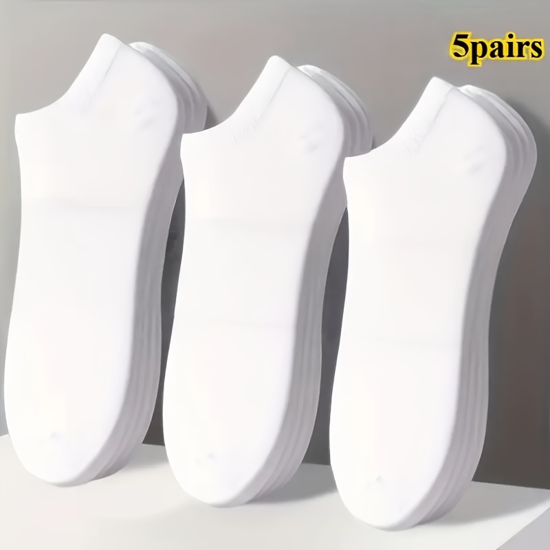 E-shop 5 Paar Damen Atmungsaktive Kurze Socken - Leichte Elastische Unisex Socken, Einfarbige Vielseitige Bootssocken, Geeignet für Freizeit, Sport und
