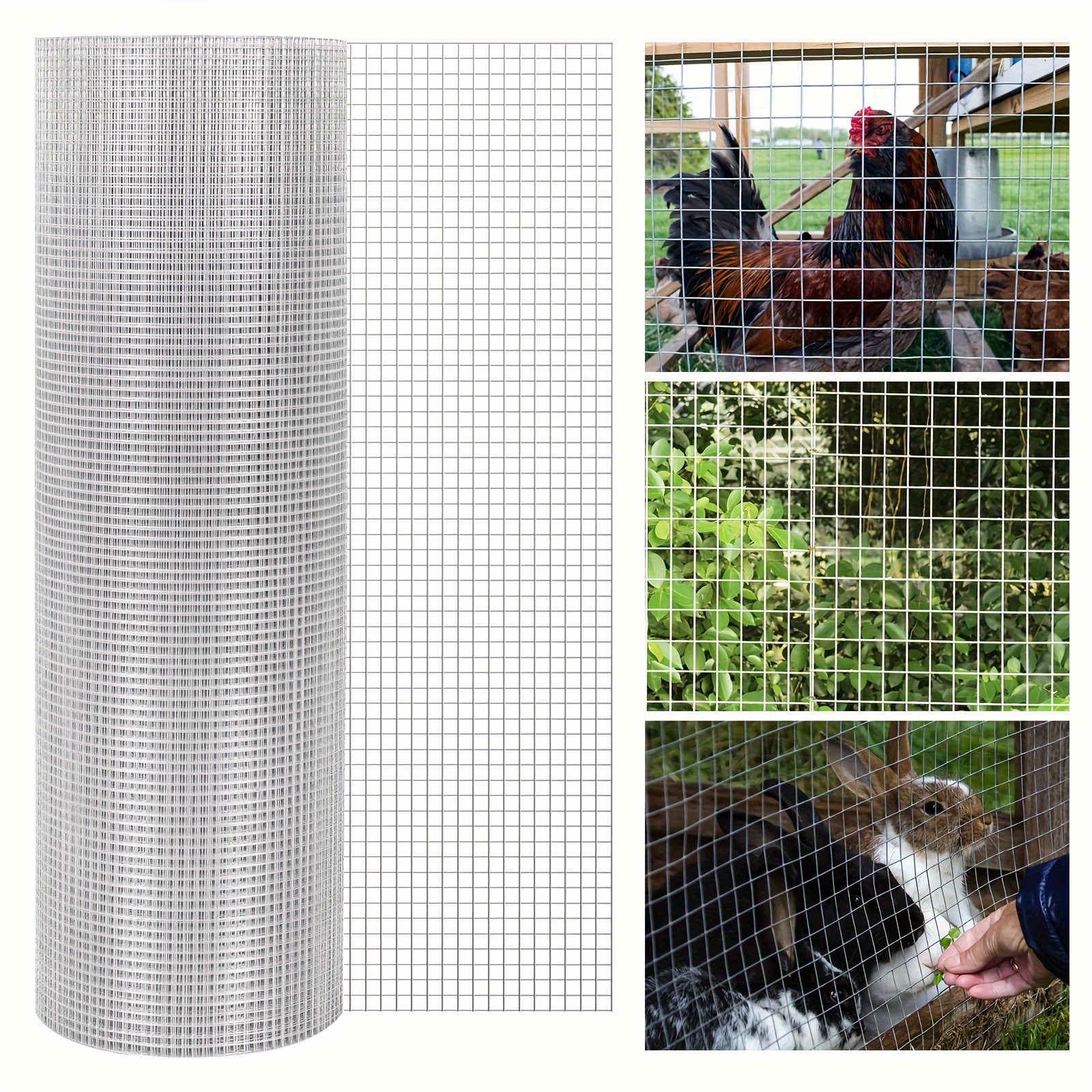 

48inch X100ft Hardware Cloth, Chicken Wire, Galvanized Wire Mesh Roll, Fencing Wire Mesh Roll Welded Wire Fence Gopher Wire Cloth Rodent Wire