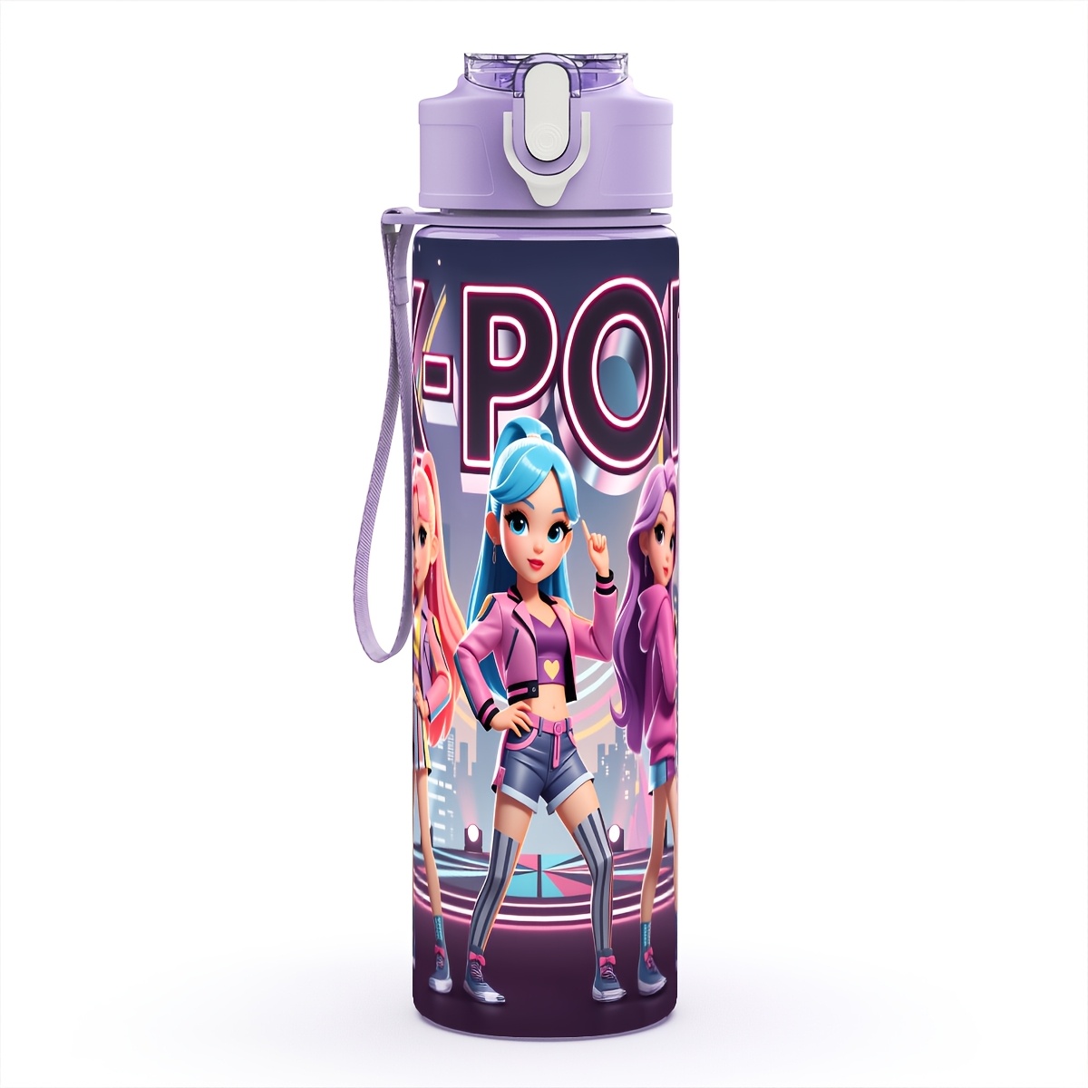 TEMU 1 Botella de agua de plástico, Impresión temática de de , para beber, Antigoteo, Fácil de limpiar, Portátil, 25 oz/750 ml, Adecuada para